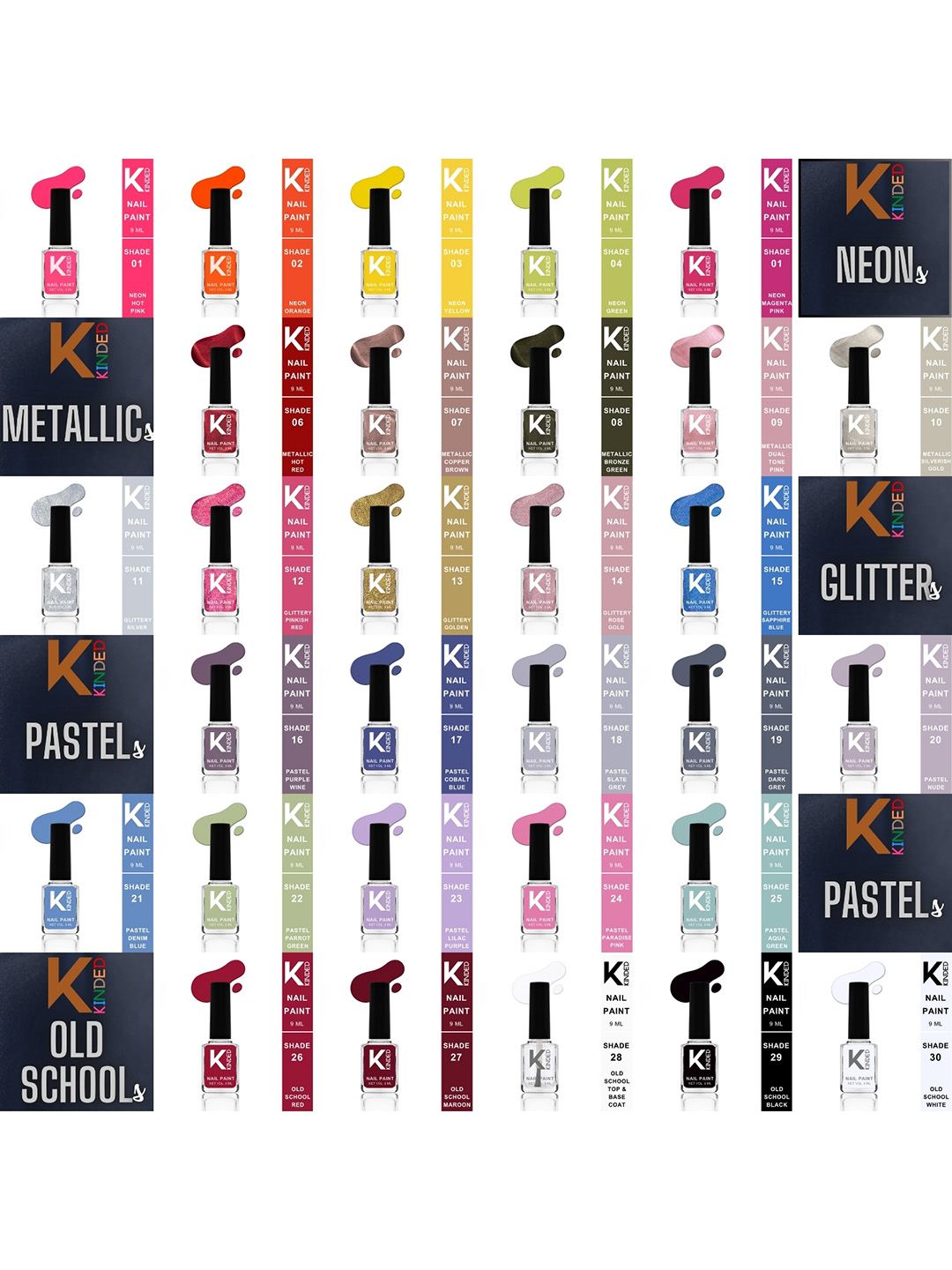 KINDED Long Stay Glossy Finish Nail Polish - 9ml - Pastel Dark Grey 19