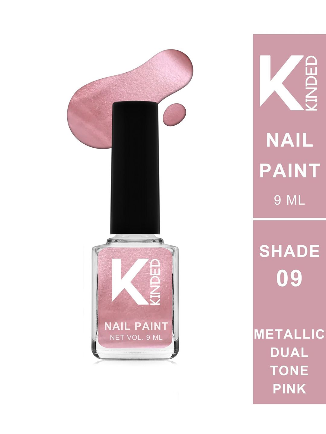 KINDED Long Stay Glossy Finish Nail Polish - 9ml - Metallic Dual Tone Pink 09