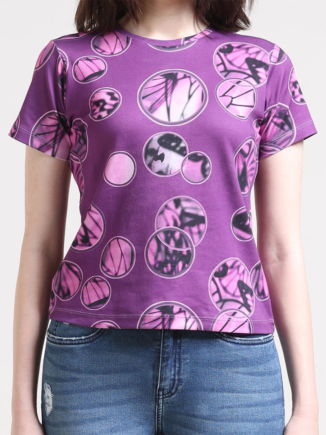 Gloria Vanderbilt Allover printed Tshirt Price in India