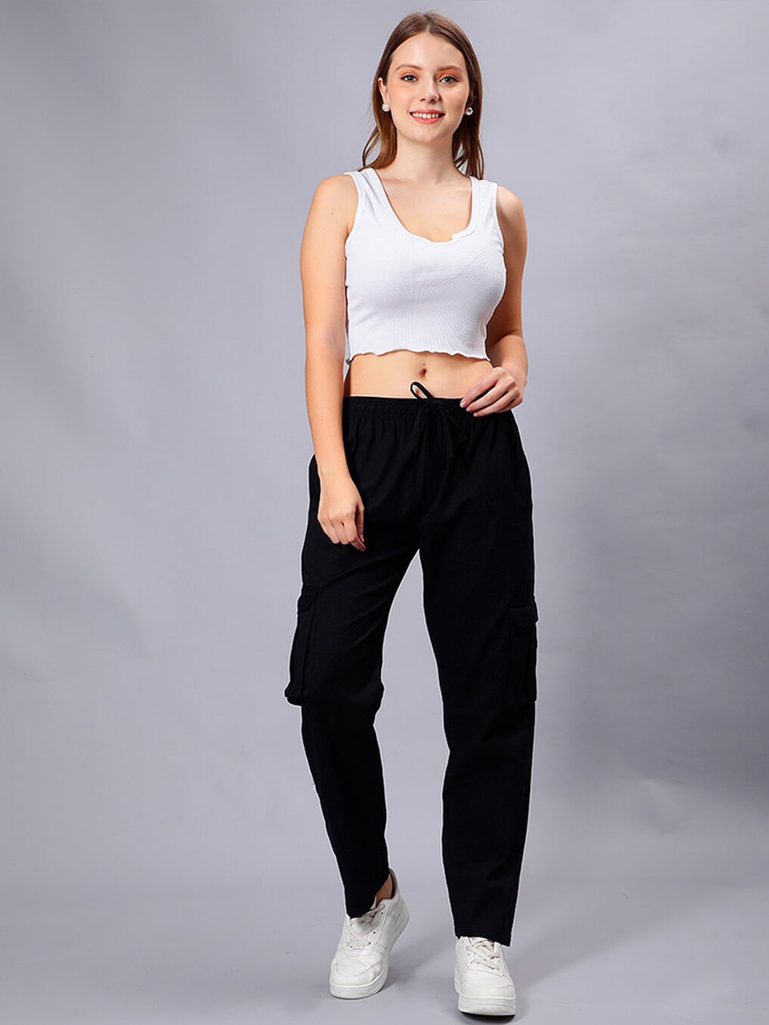 Mad Over Print Women Relaxed Loose Fit Cotton Cargo Trousers Price in India