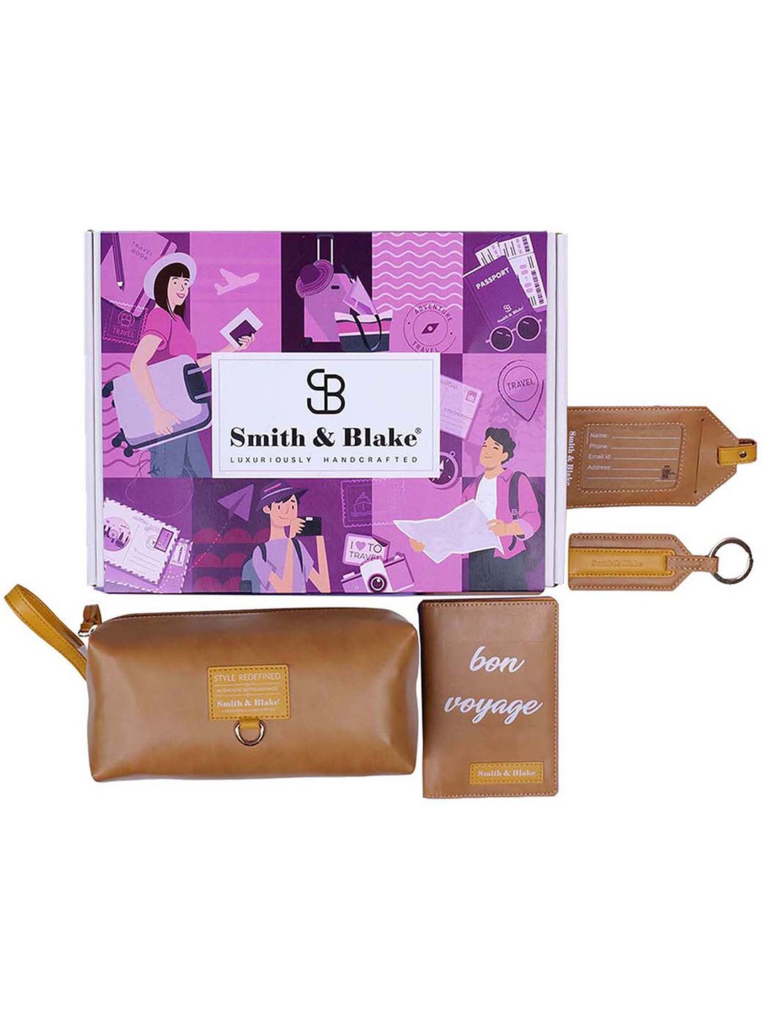 Smith & Blake Unisex Happy Textured Travels Accessory Gift Set