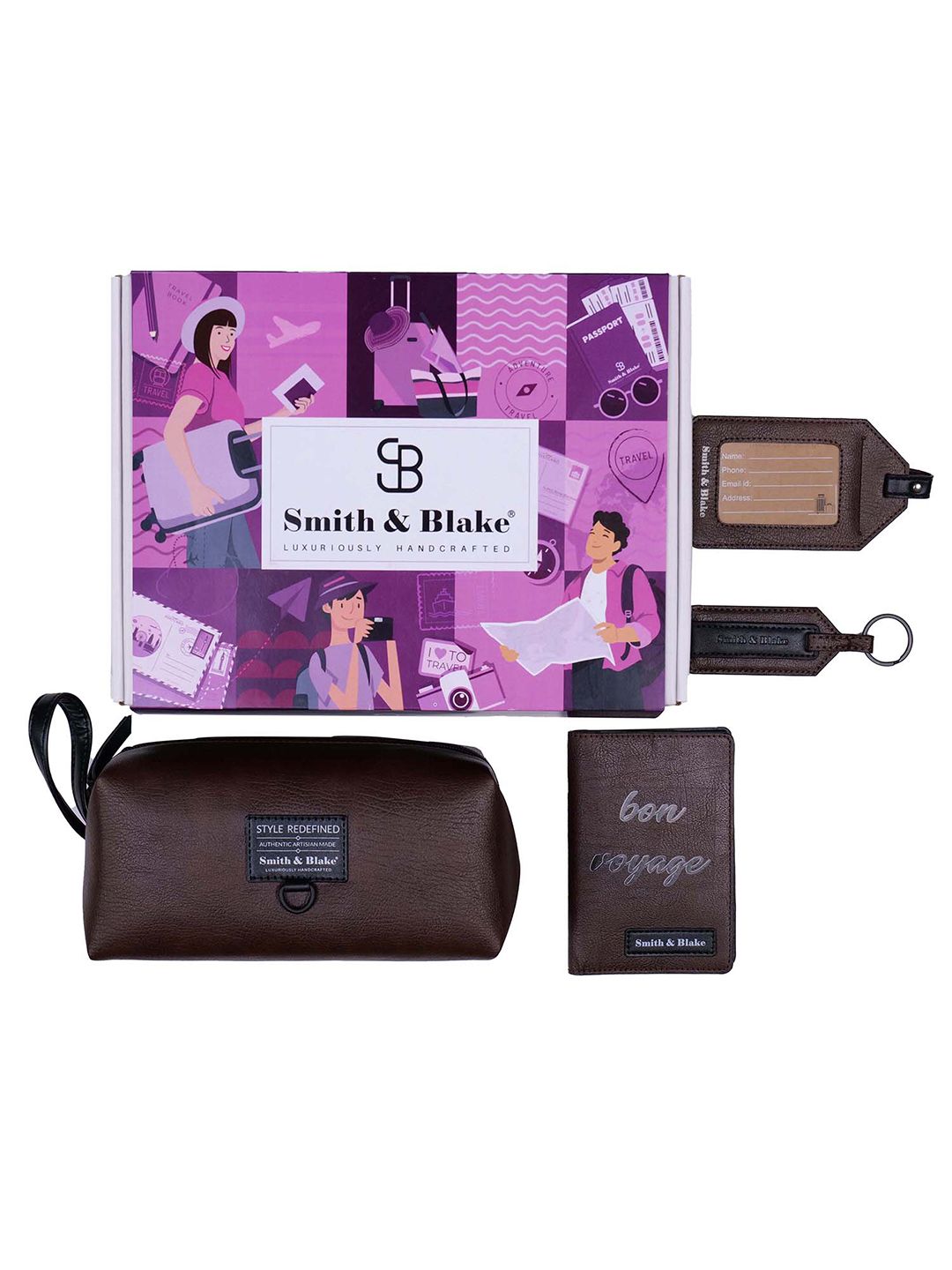 Smith & Blake Unisex Happy Textured Leather Accessory Gift Set
