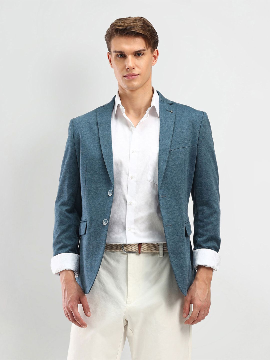 Arrow Self Design Notched Lapel Long Sleeves Slim-Fit Single Breasted Blazer