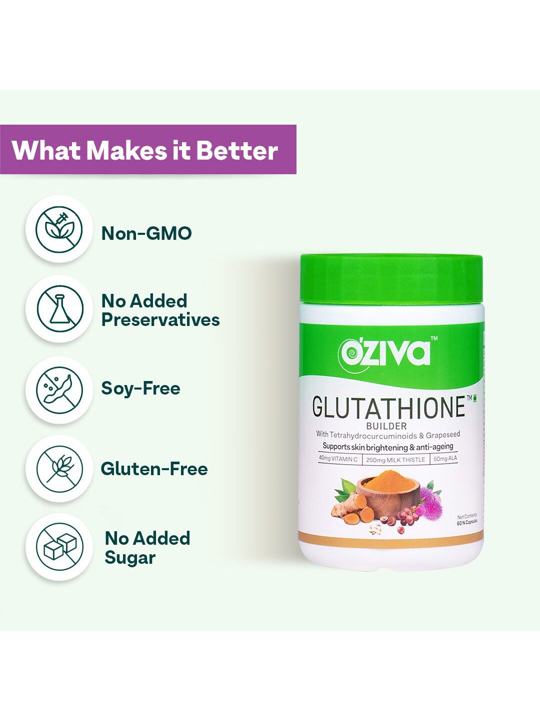 Buy OZiva Set Of Collagen Builder Powder 250g & Glutathione Builder  Capsules - 60 Capsules - Herbal Supplements for Unisex 26896396 | Myntra