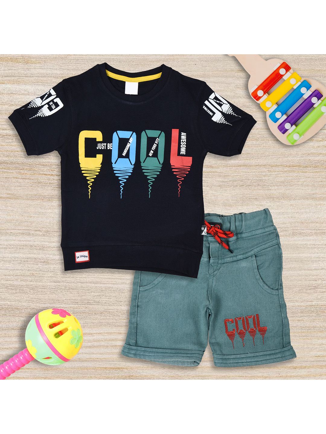 BAESD Kids Printed Pure Cotton T-shirt With Shorts