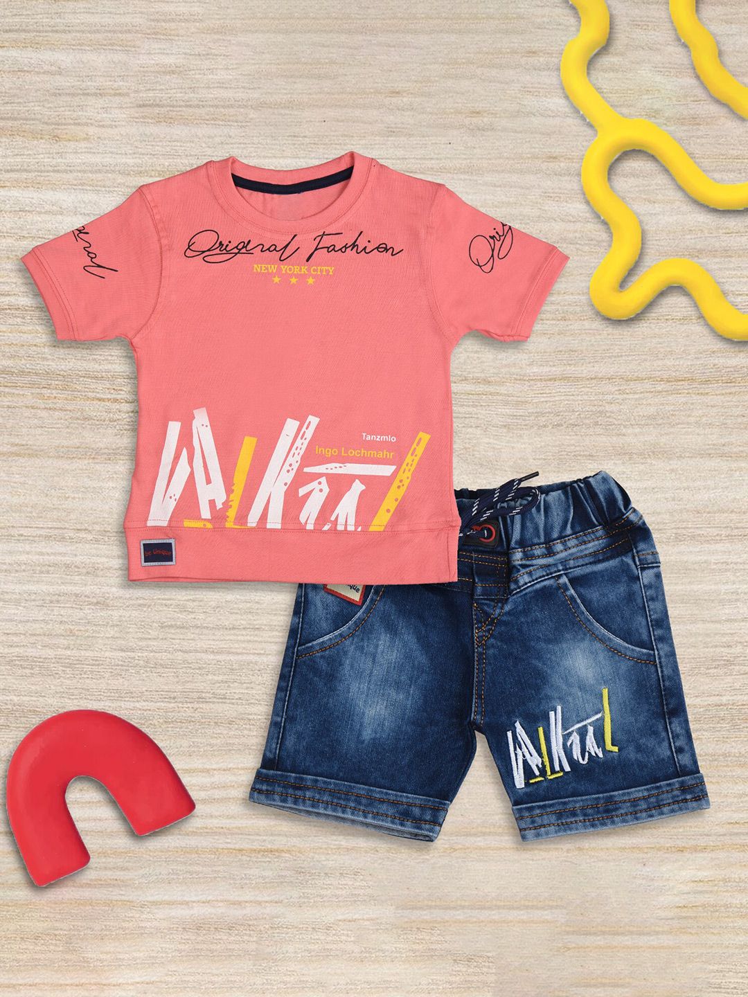 BAESD Kids Printed Pure Cotton T-shirt With Shorts