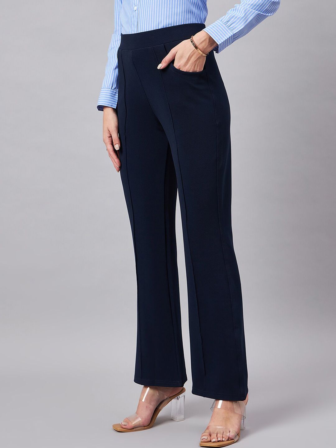 black leather flared dress MOON CLASSIC FLARED PANTS – Aura Athletica main image 1