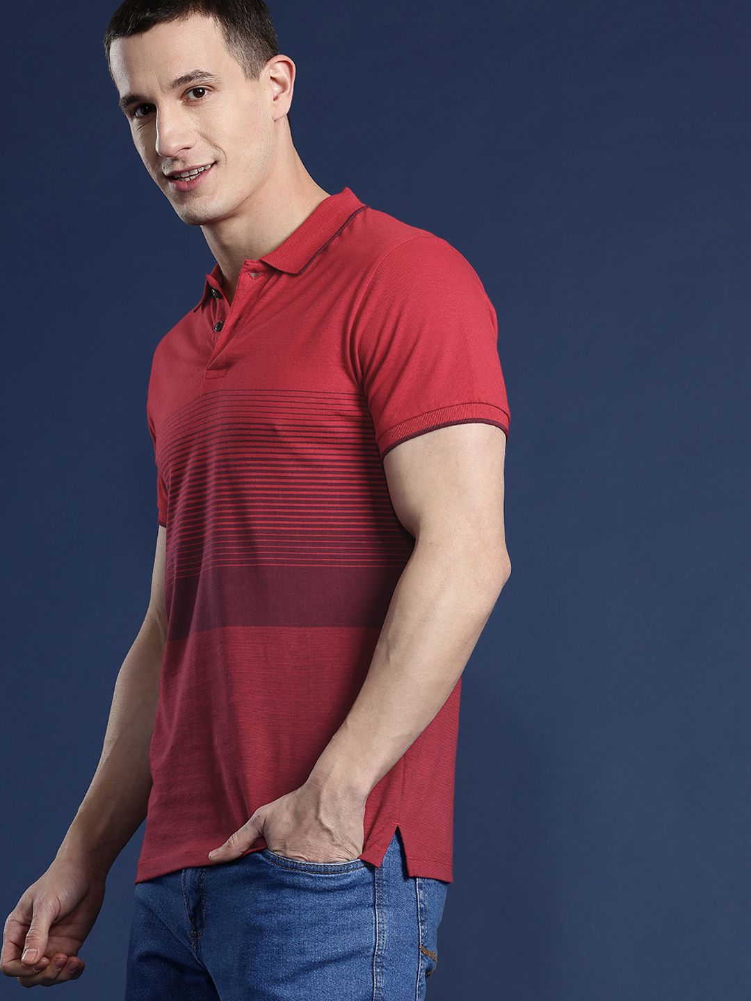 Mast & Harbour Men Striped Polo Collar T-shirt