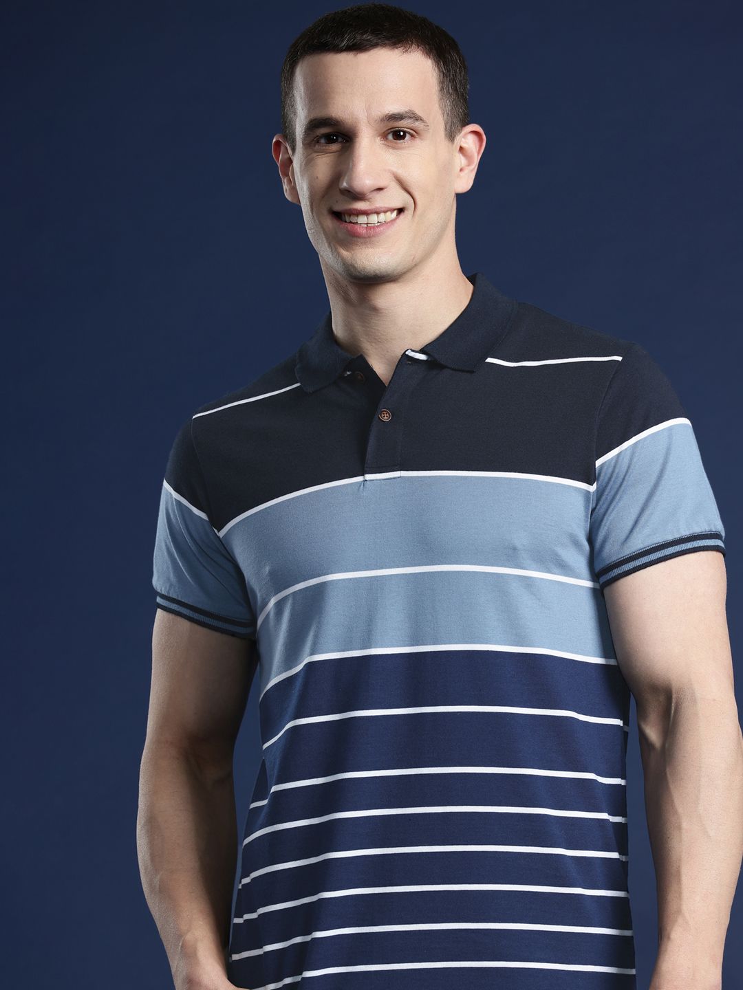 Mast & Harbour Men Striped Polo Collar T-shirt