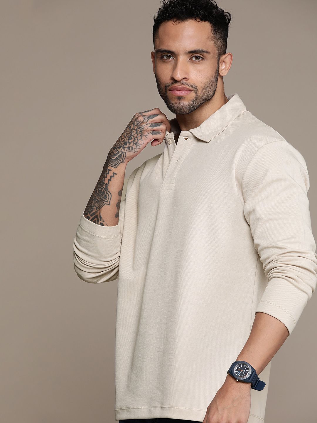 Roadster Men Solid Polo Collar Relaxed Fit T-shirt