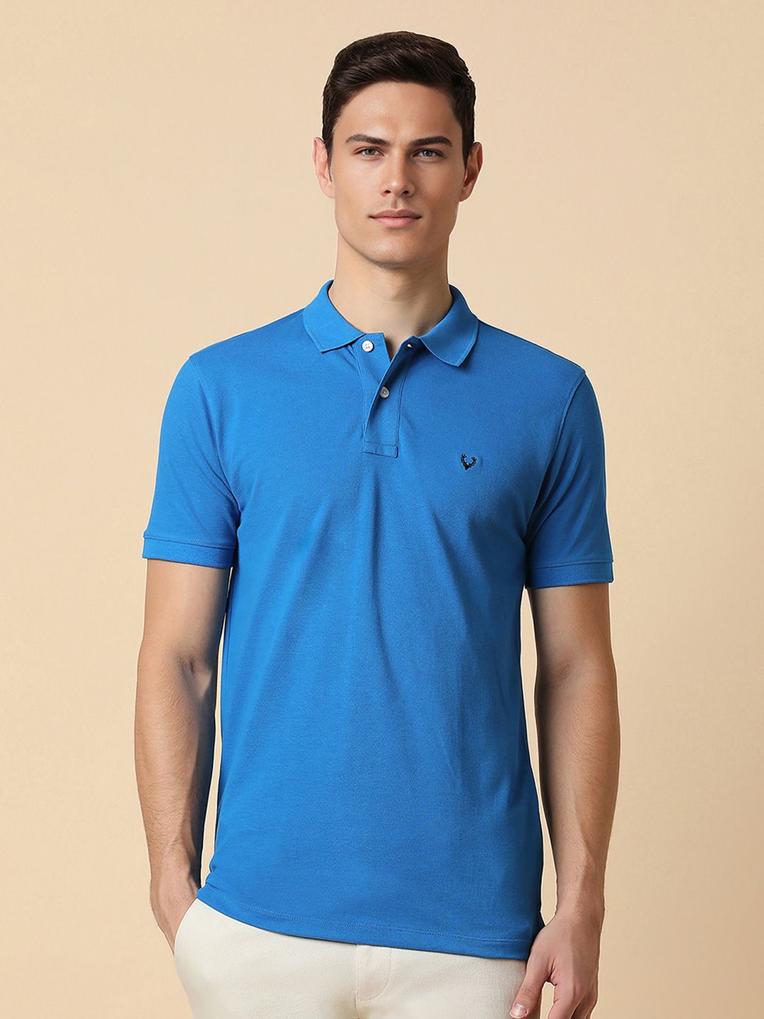 Allen Solly Men Blue Polo Collar Applique T-shirt