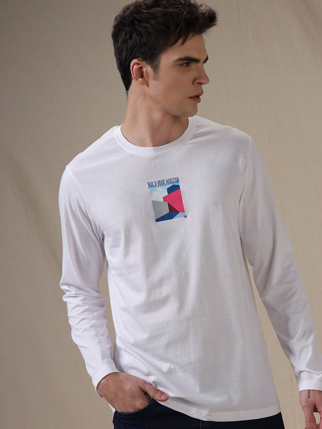 WROGN Printed Round Neck Long Sleeves Regular T-shirt