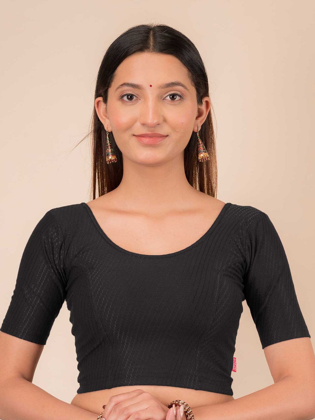 Bindigasm's Advi Self-Design Cotton Stretchable Readymade Saree Blouse Price in India