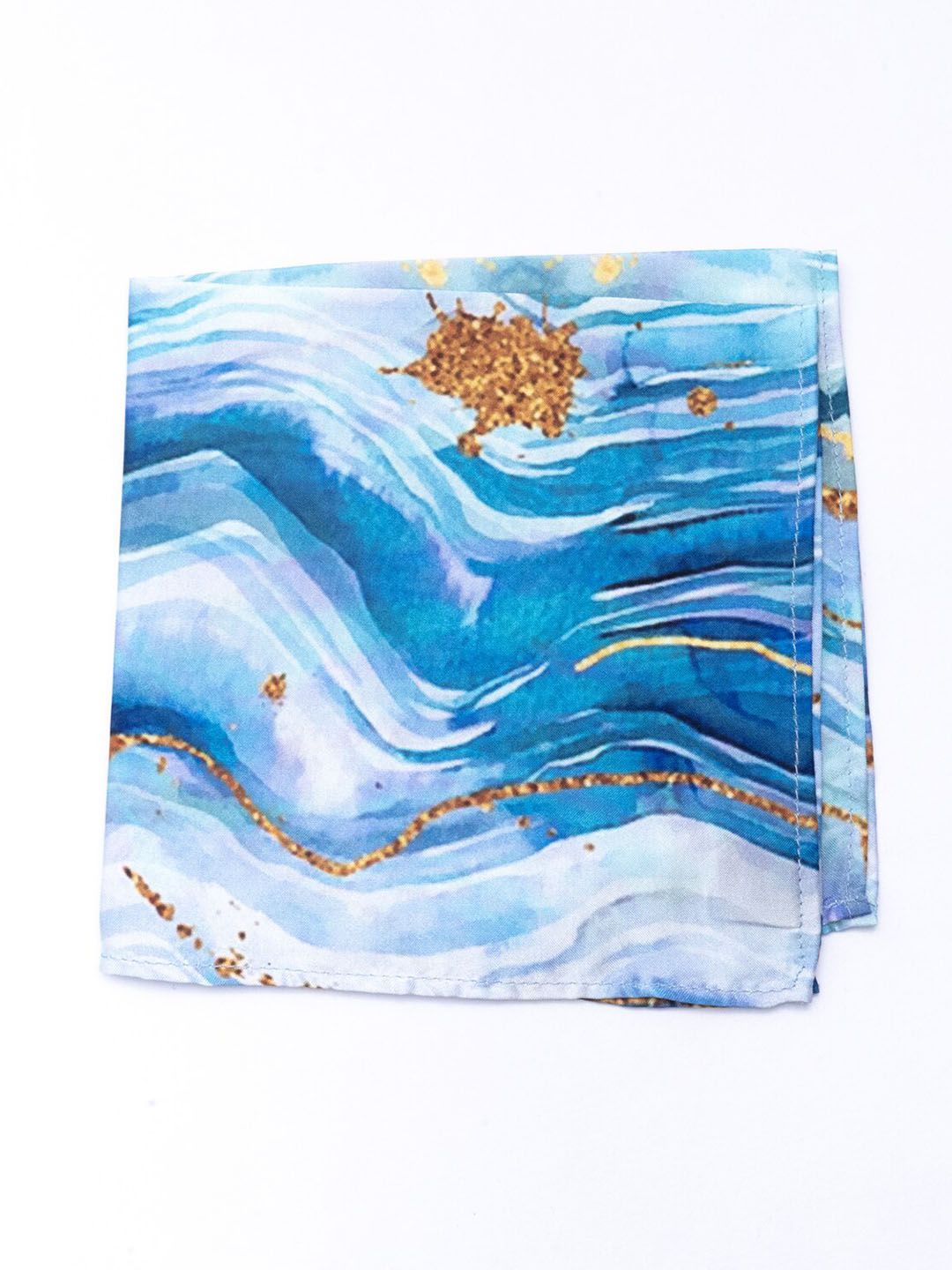 Bubber Blu Men Ocean Printed Microfiber Pocket Square