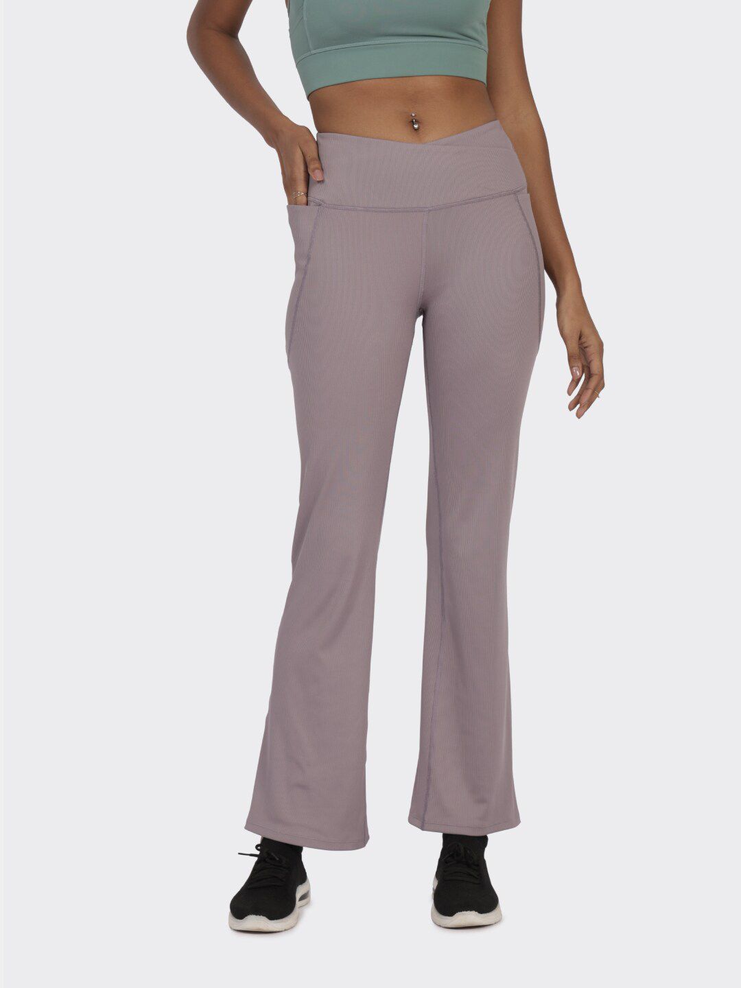 Blissclub Women Comfort Flared High-Rise Chinos Trousers Price in India