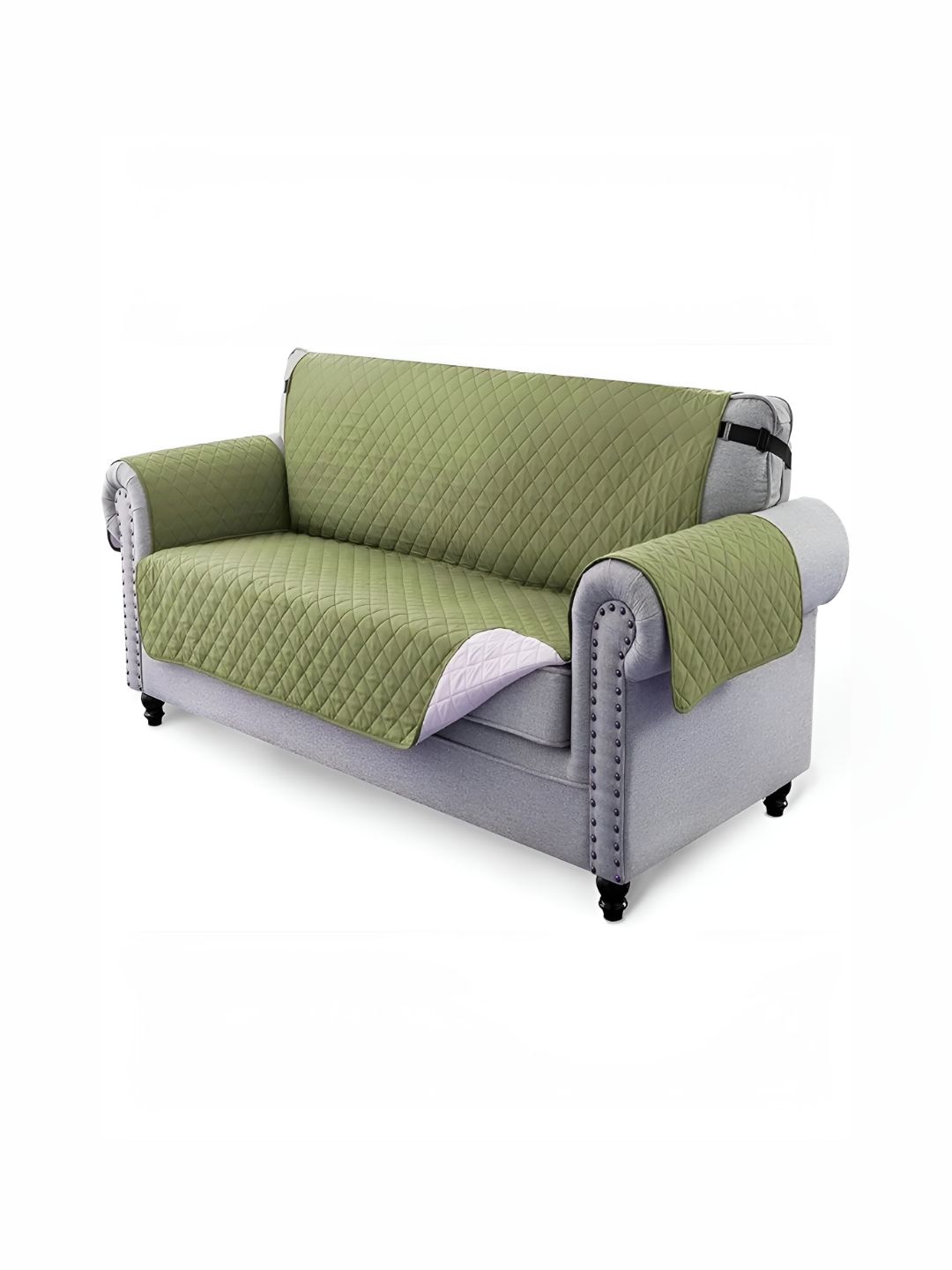 HOUSE OF QUIRK Adjustable Elastic Straps 3 Seater Sofa Cover with Arms Cover-75x68In