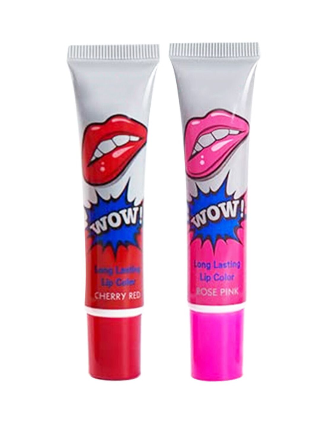 Adbeni Set Of 2 Wow Longwear Glossy Peel Off Lip Color 15g Each- Cherry Red & Rose Pink
