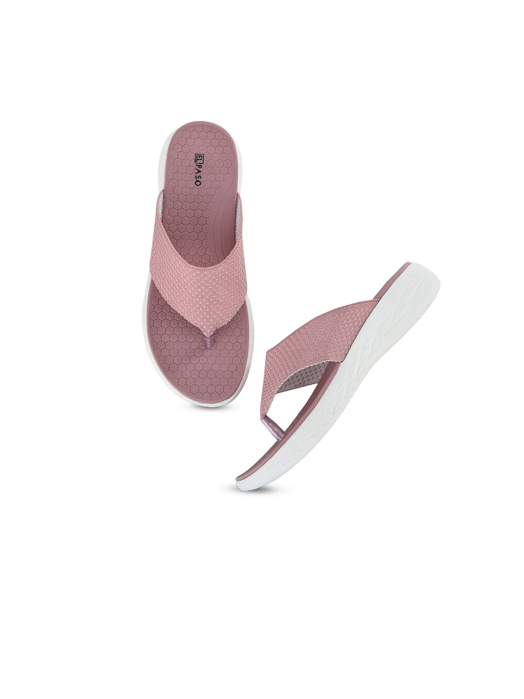 El Paso Textured Open Toe Thong Flip-Flops