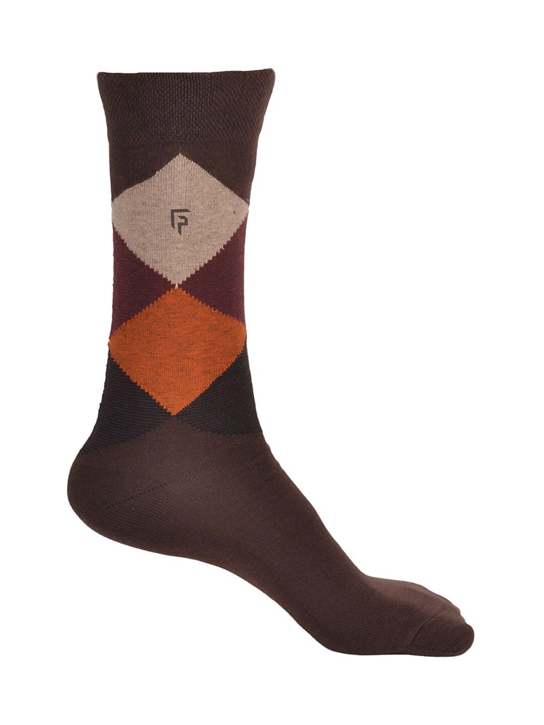 FOOTPRINT Men Patterned Odour Free Organic Cotton Bamboo Calf-Length Argyle Formal Socks