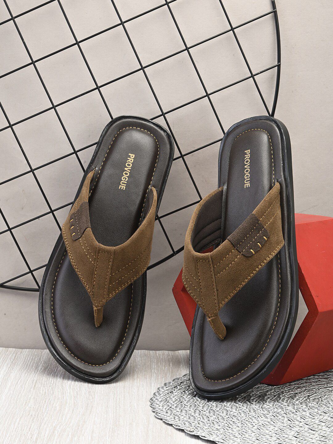 Provogue Men Open Toe Thong Flip-Flops