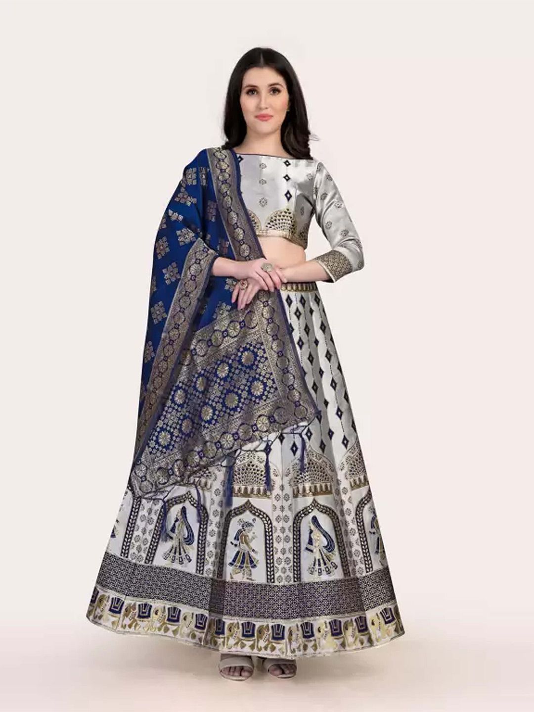DIVASTRI Woven Design Silk Semi-Stitched Lehenga & Unstitched Blouse With Dupatta Price in India