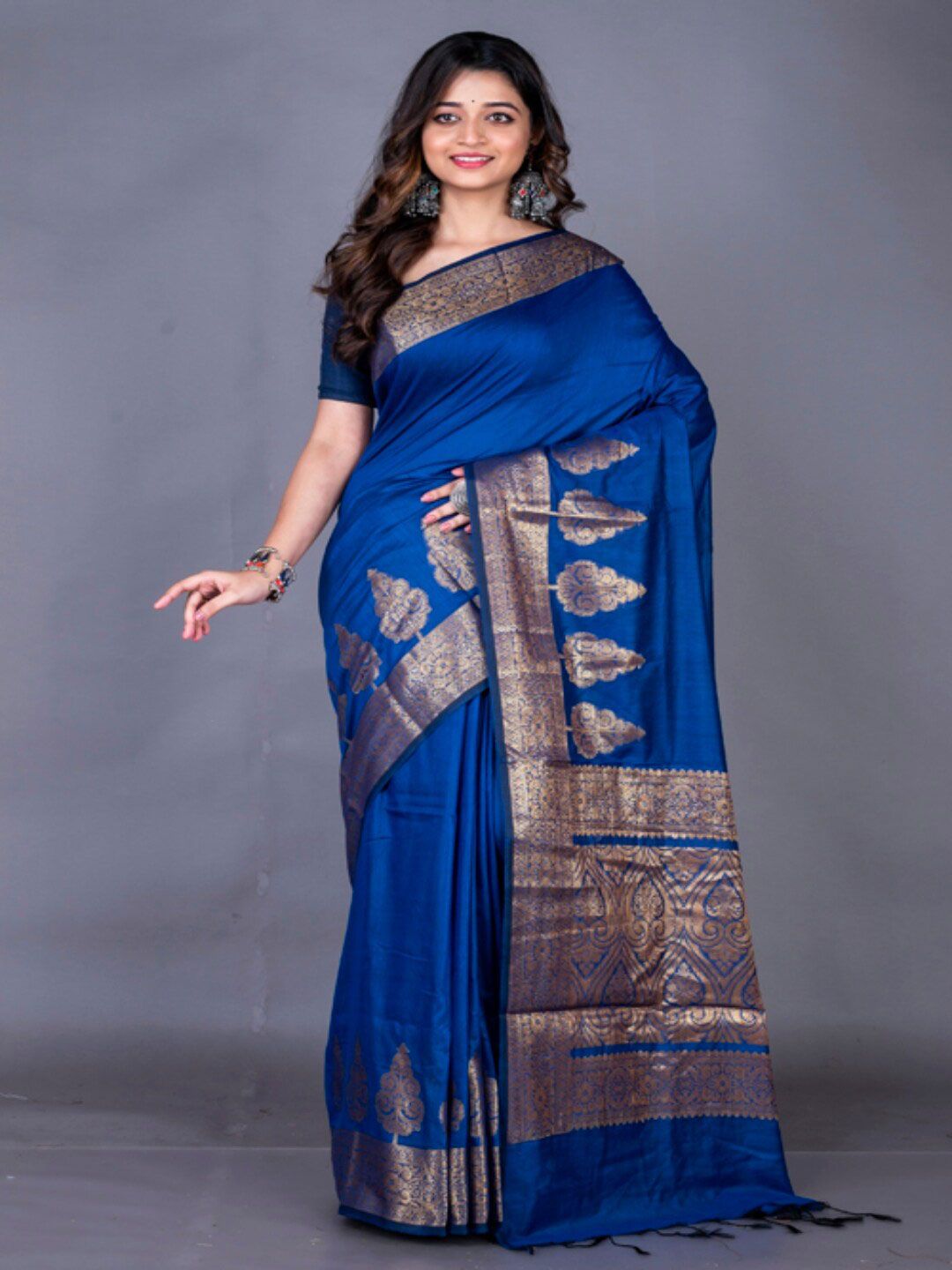 Morchari Zari Chanderi Saree with Tassels