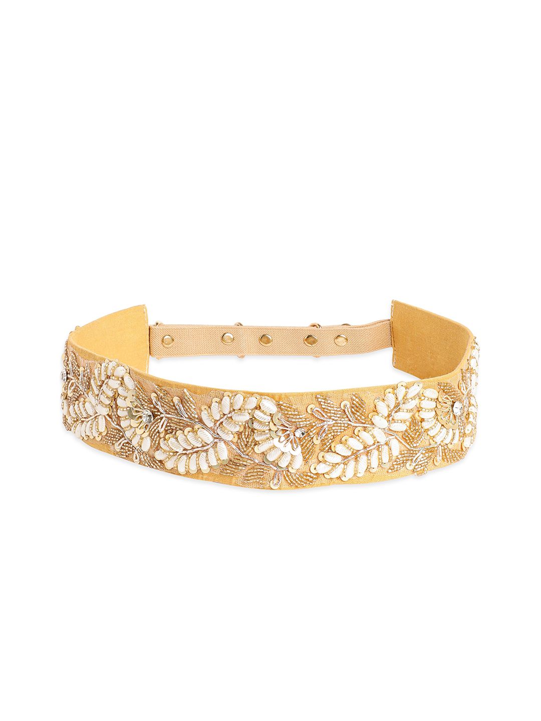 Hip Cloth Waist Belt For Saree Zoya Antique Gold Sequins On Black Tie Belt  For Saree