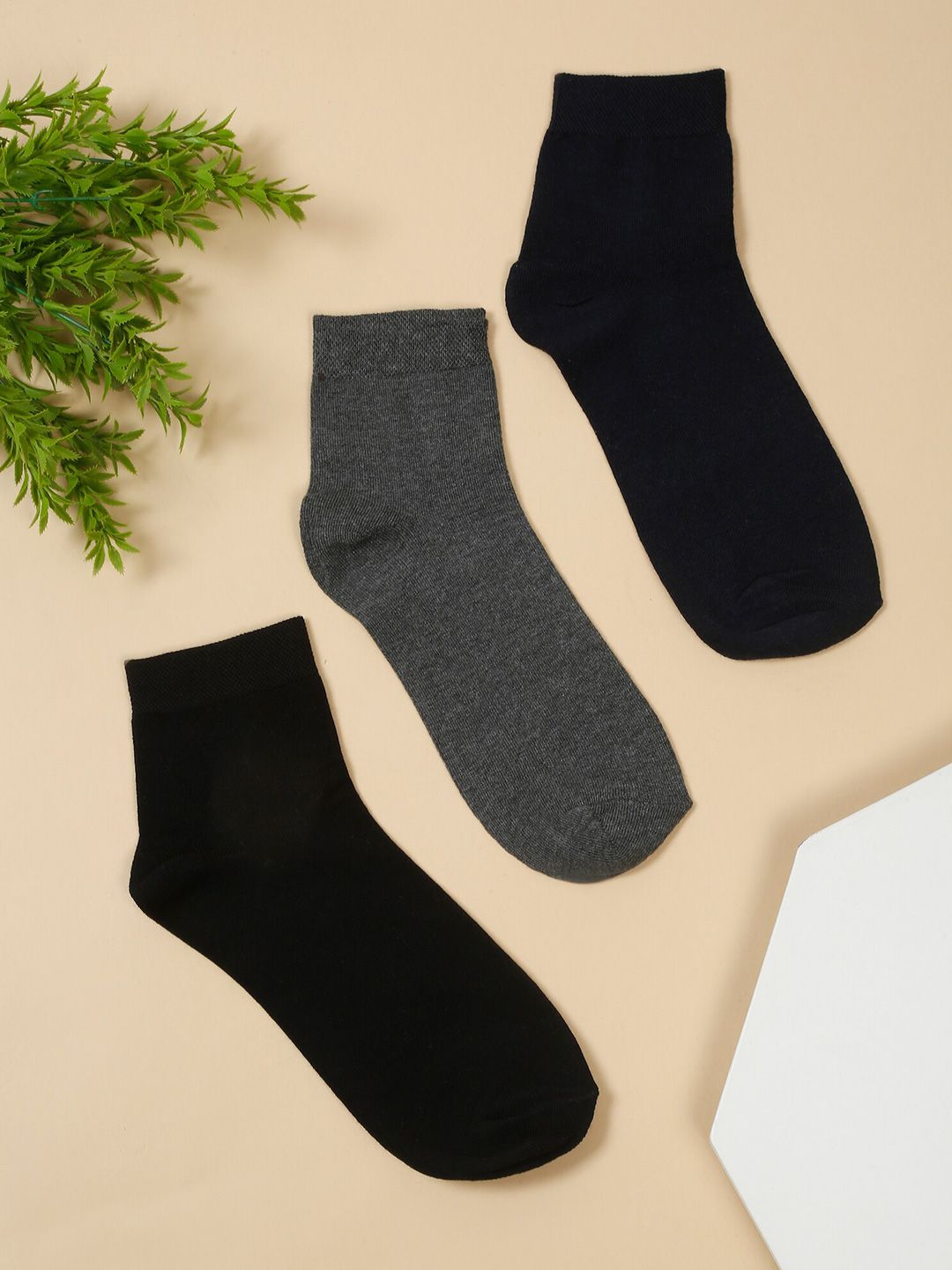 Cantabil Men Pack Of 3 Cotton Shoe Liners Socks