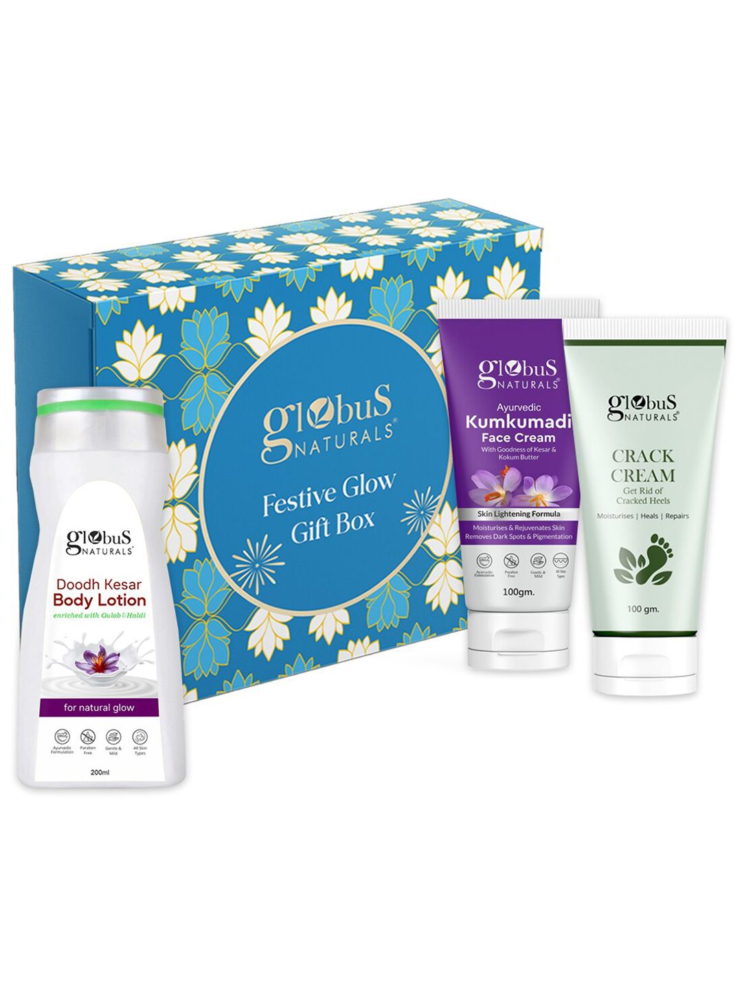 Globus naturals 3-Pcs Body Lotion-Crack Cream & Face Cream Gift Set