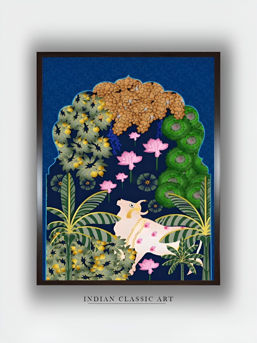 Buy Gallery99 Blue & Yellow Krishna With Flute & Peacock Feather