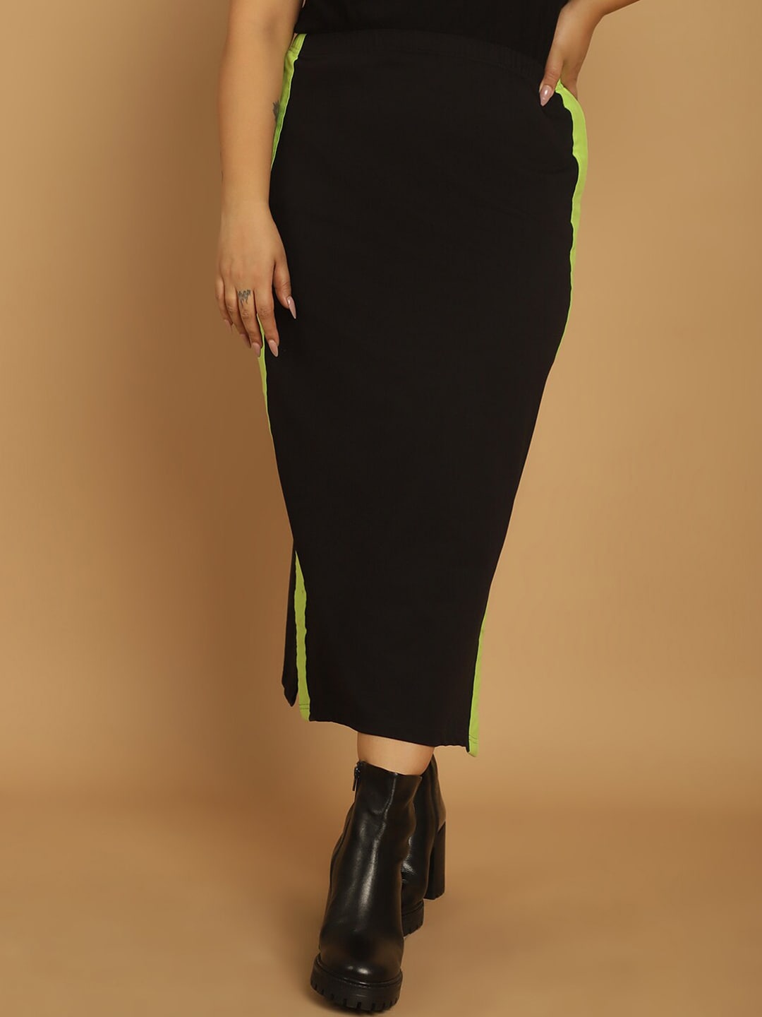 theRebelinme High-Waist Pencil Midi Skirt Price in India