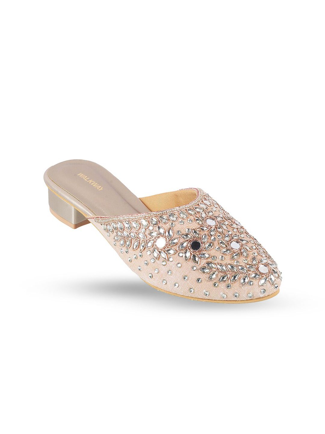 WALKWAY by Metro Embellished Pointed Toe Block Heel Mules