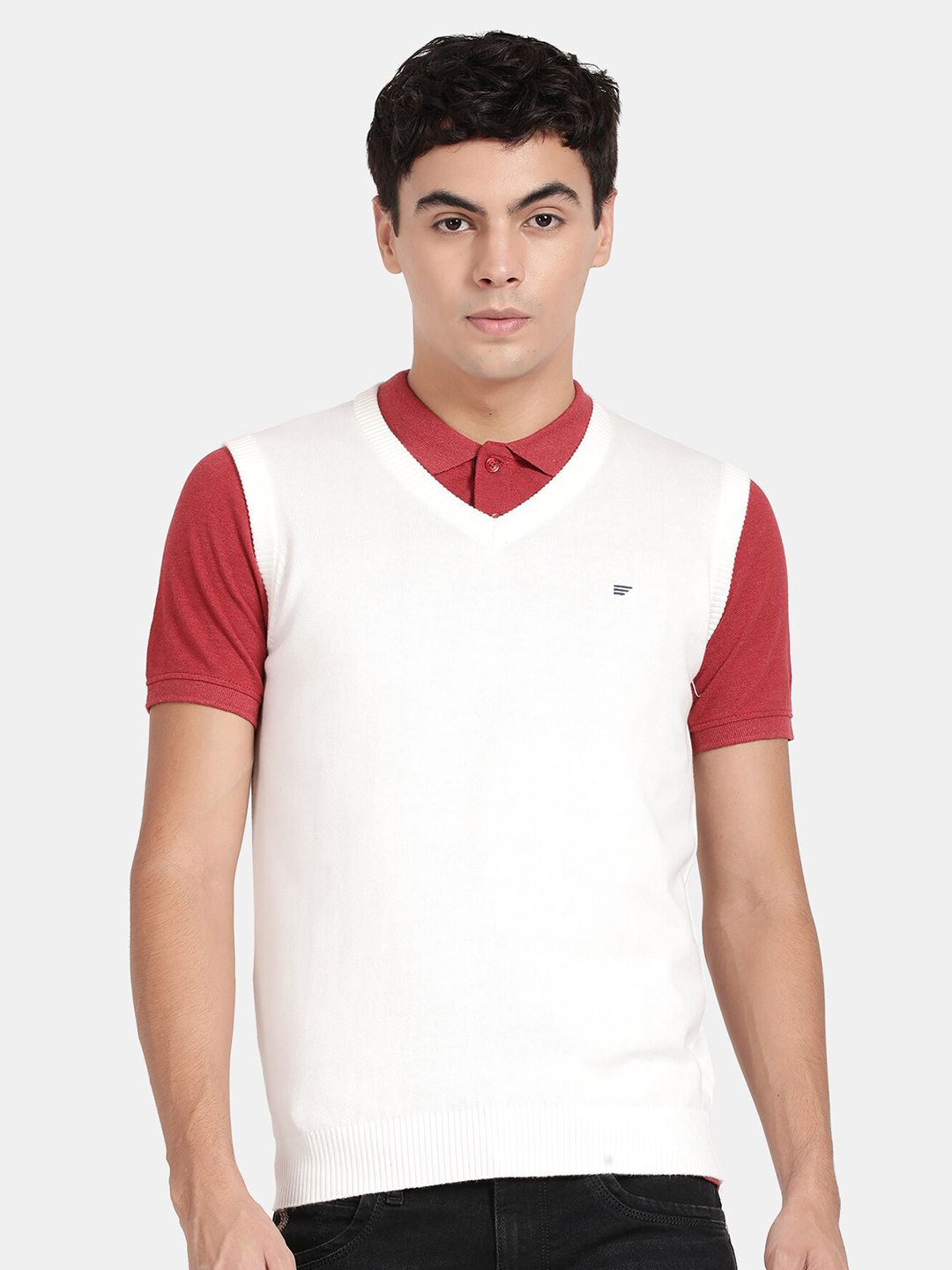 t-base V Neck Cotton Sweater Vest