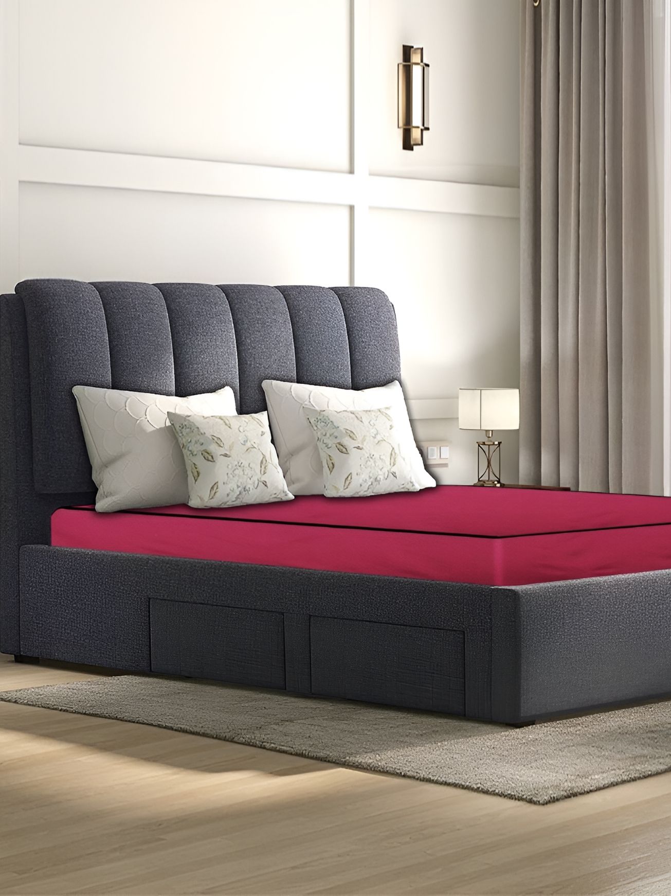 Stylista Maroon Cotton Water Resistant Elastic Strap Mattress Protector