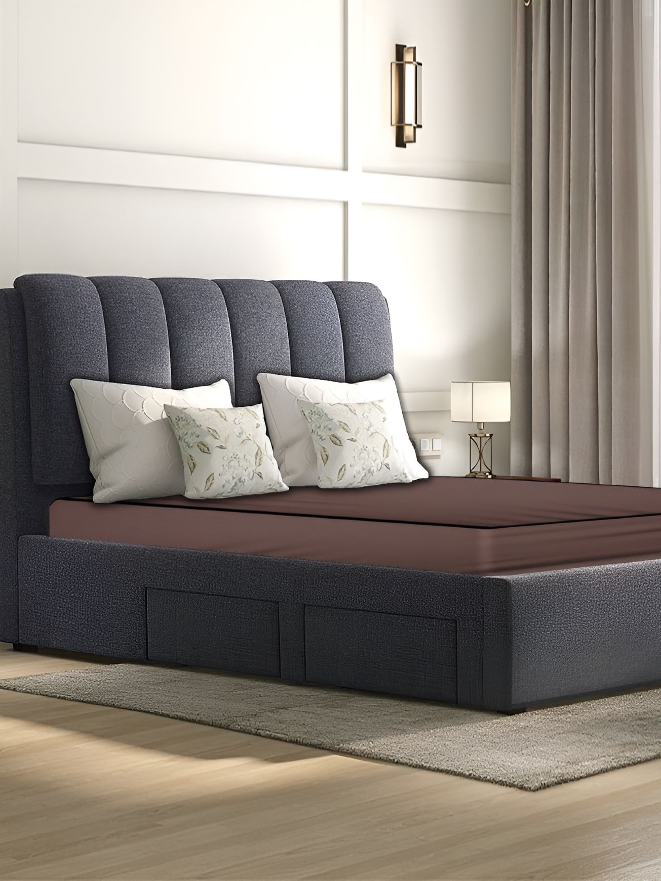 Stylista Brown Cotton Water Resistant Elastic Strap Mattress Protector