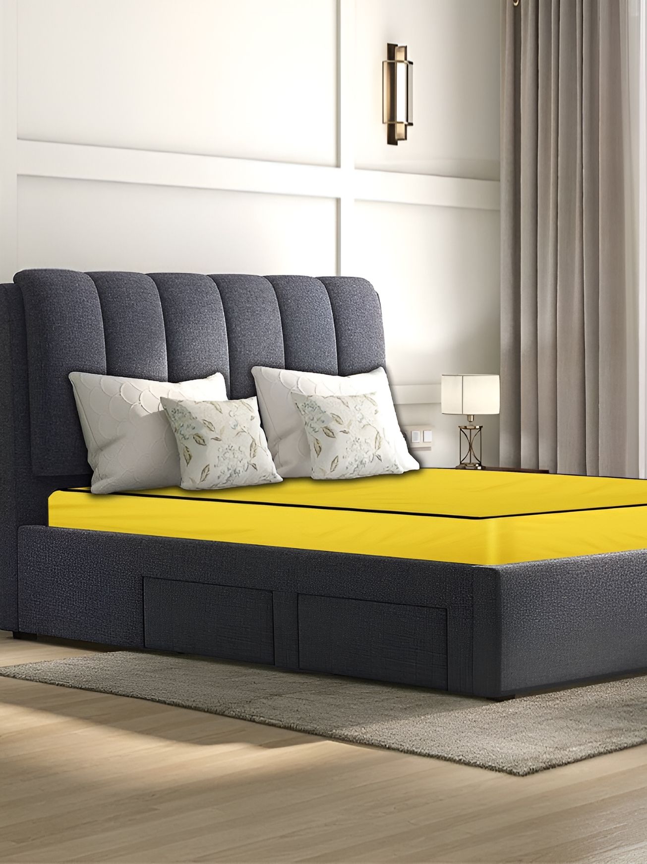 Stylista Yellow Cotton Water Resistant Elastic Strap Mattress Protector