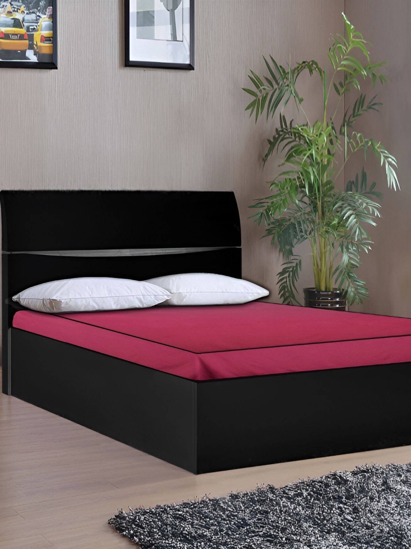 Stylista Maroon Cotton Water Resistant Elastic Strap Single Mattress Protector