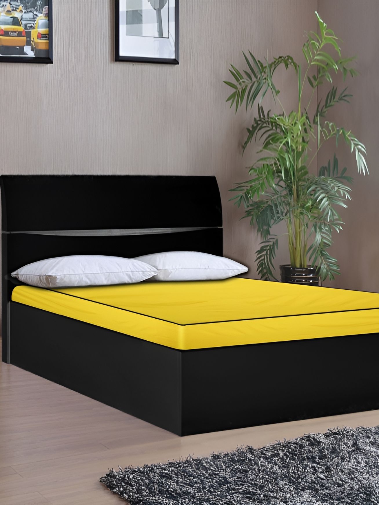 Stylista Yellow Cotton Water Resistant Elastic Strap Mattress Protector