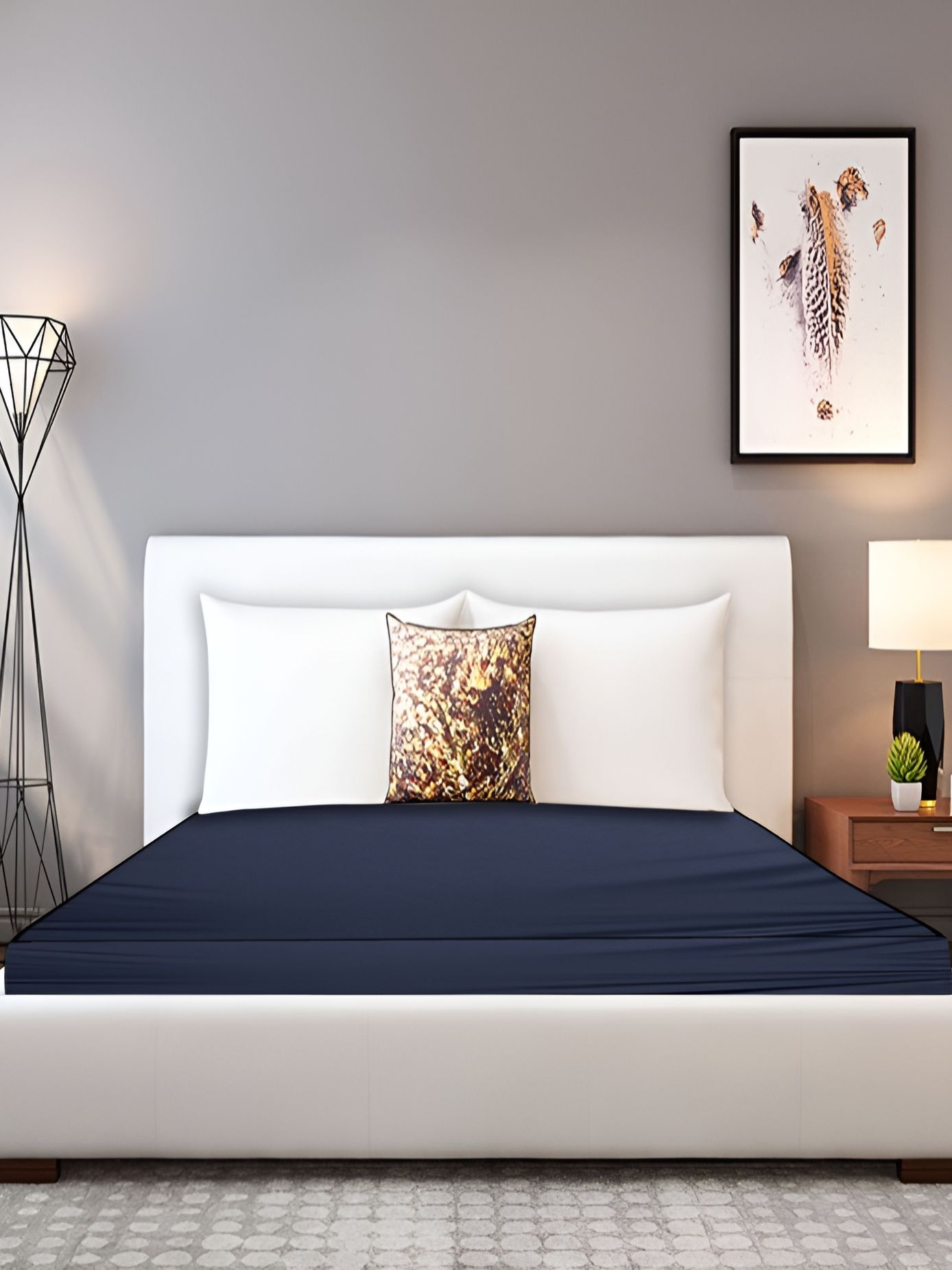 Stylista Blue Cotton Water Resistant Elastic Strap King Size Mattress Protector