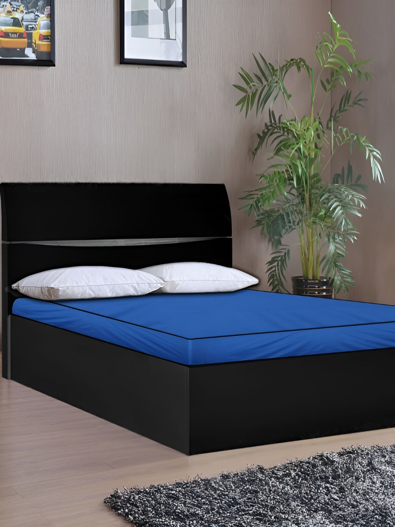 Stylista Blue Cotton Water Resistant Fitted Single Mattress Protector