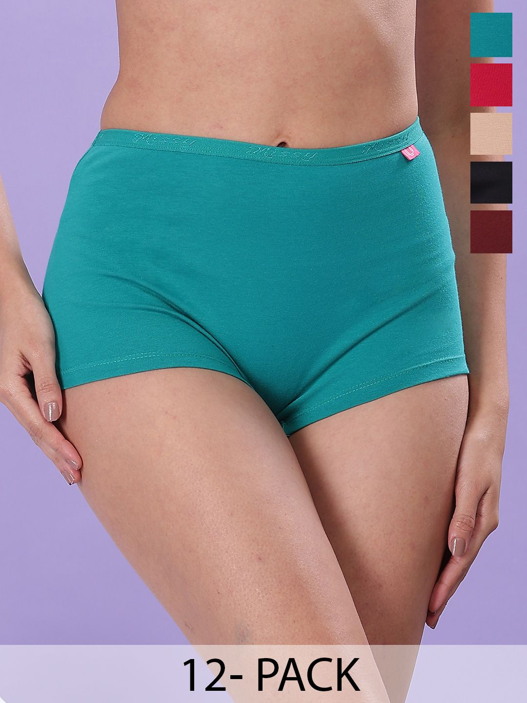 Dollar Missy Pack of 12 Solid Inner Elasticated Boy Shorts Panty MMBB-141S-R3-24-AST-PO12