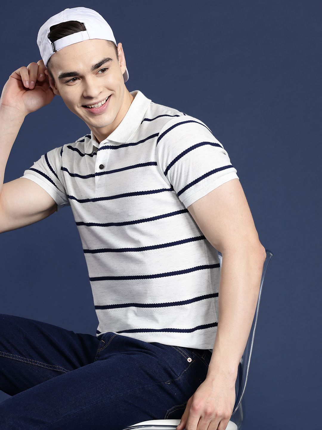Mast & Harbour Men Striped Polo Collar T-shirt
