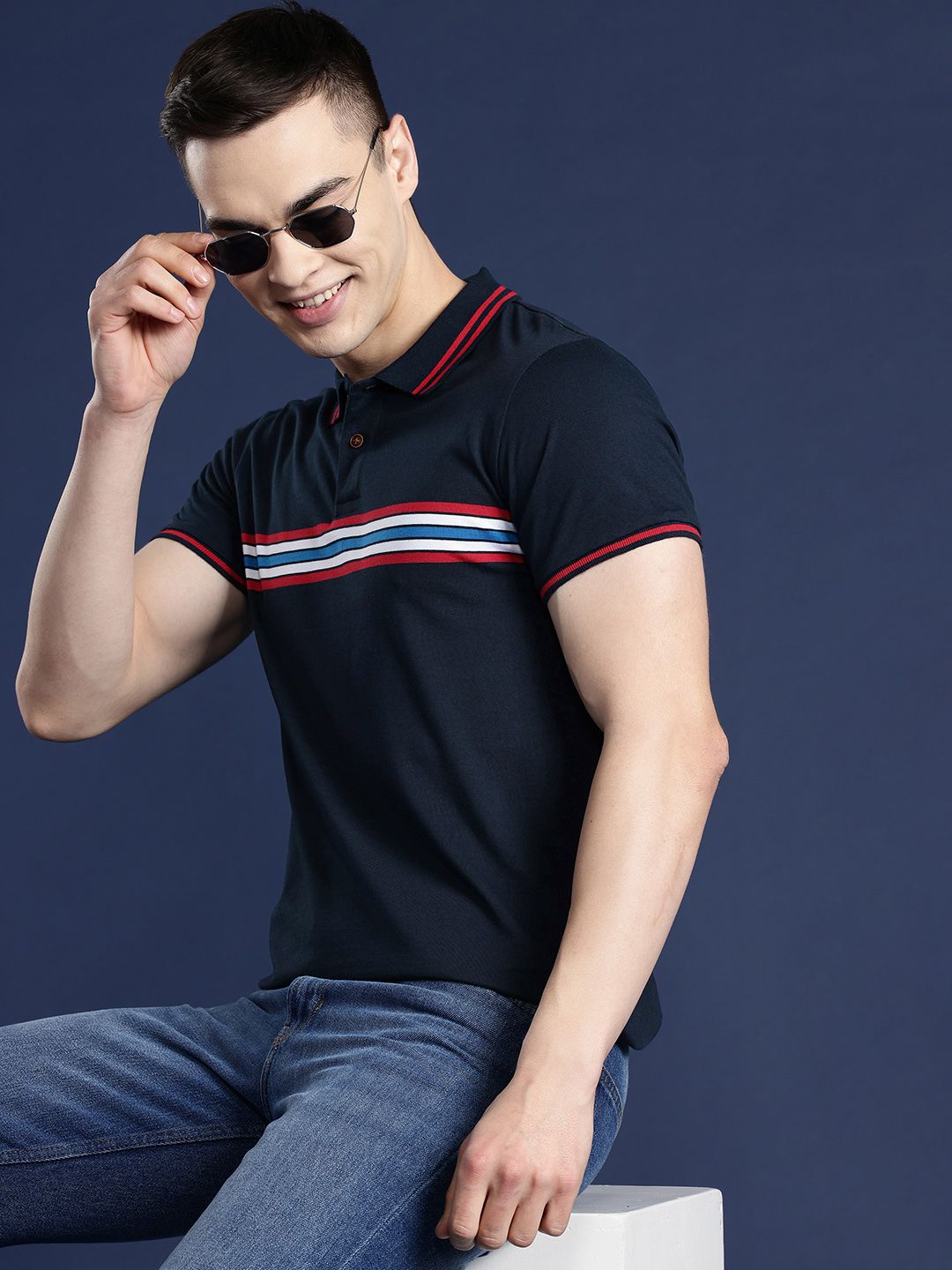 Mast & Harbour Men Striped Polo Collar T-shirt