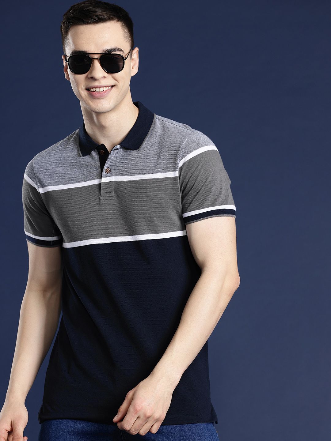 Mast & Harbour Men Colourblocked Polo Collar T-shirt