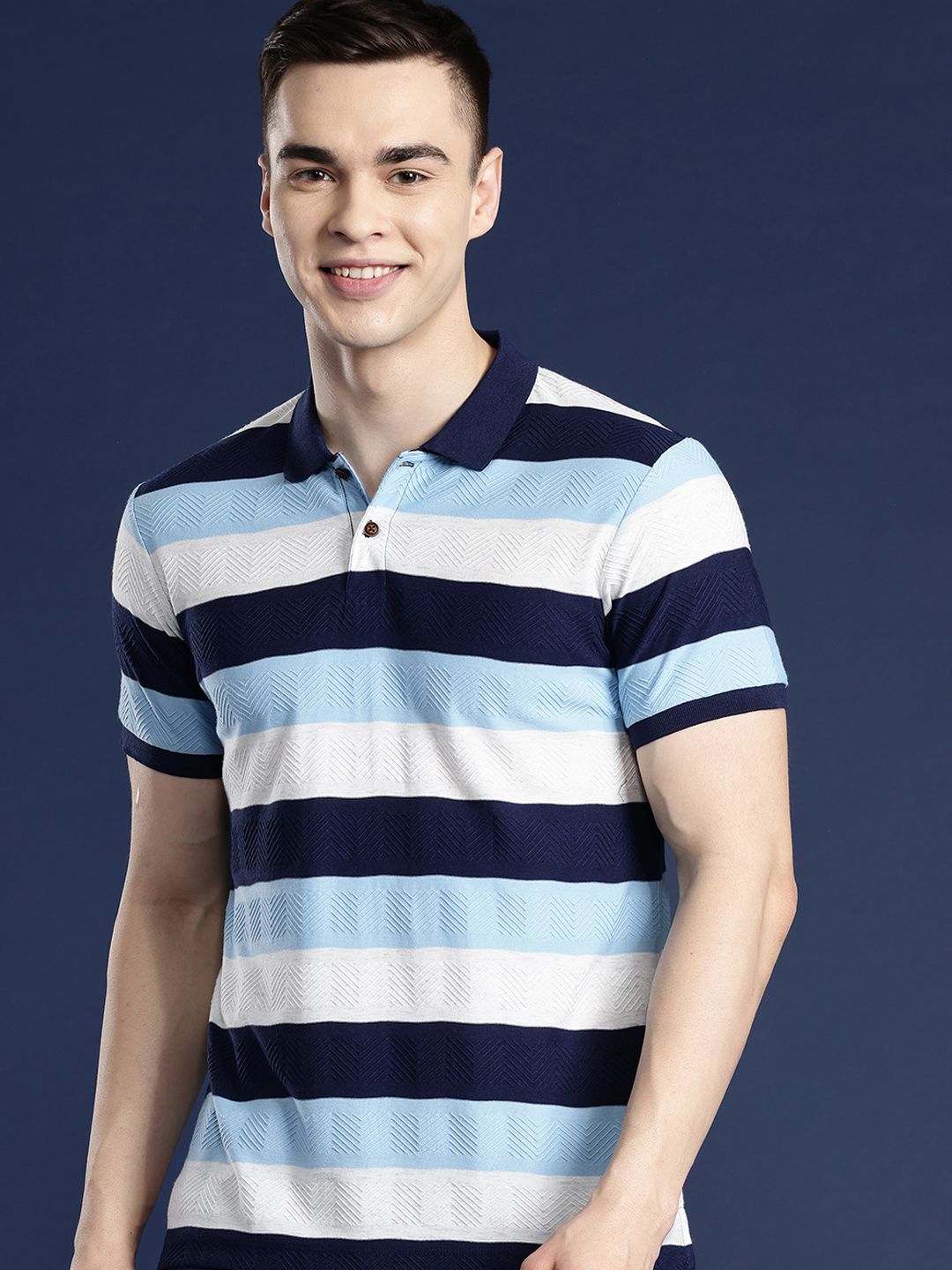 Mast & Harbour Men Striped Polo Collar T-shirt