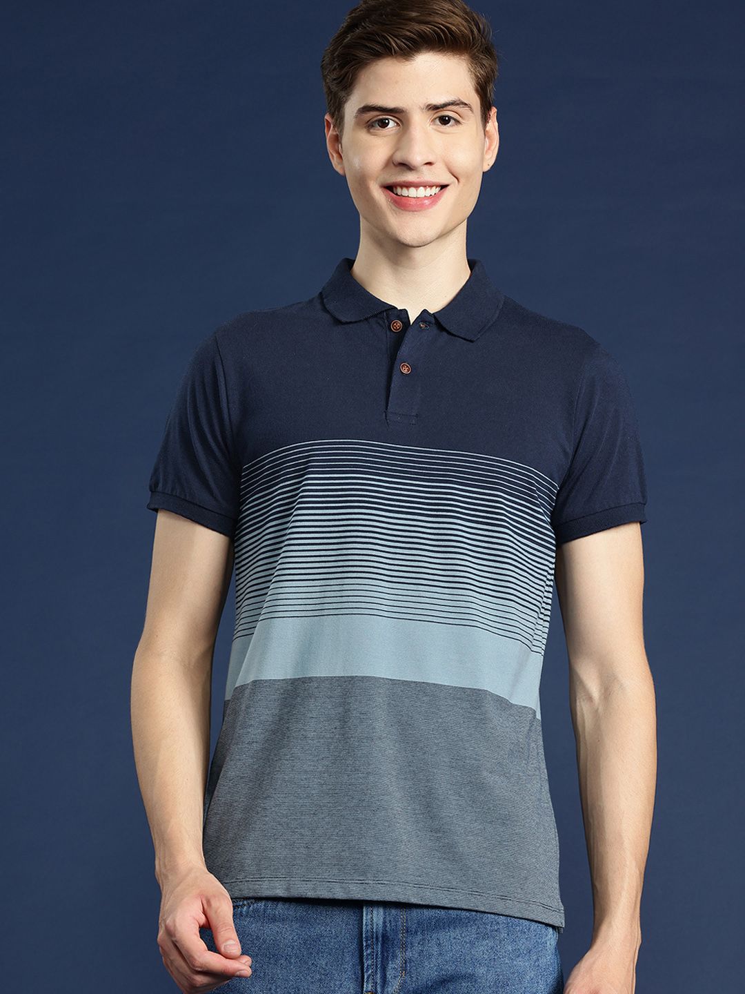 Mast & Harbour Men Striped Polo Collar T-shirt