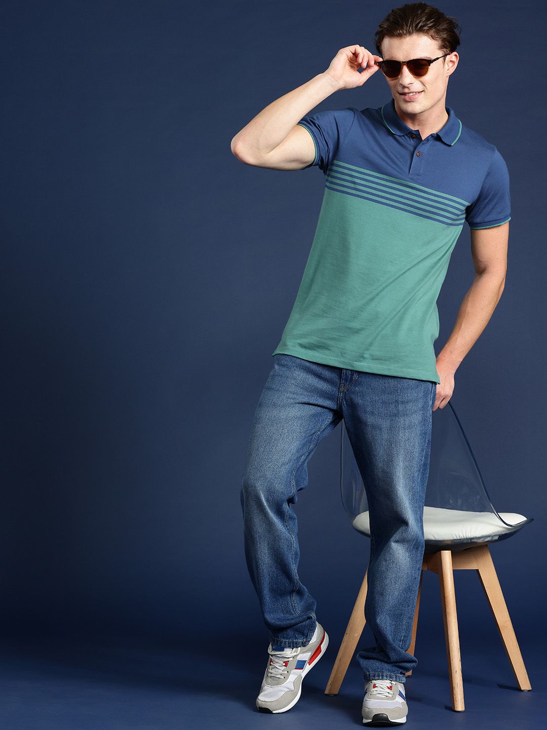 Mast & Harbour Men Striped Polo Collar T-shirt