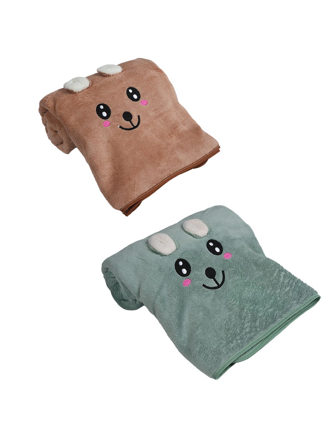 Style Shoes Green & Brown 2 Pieces Cotton Super Absorbent Bath Towels