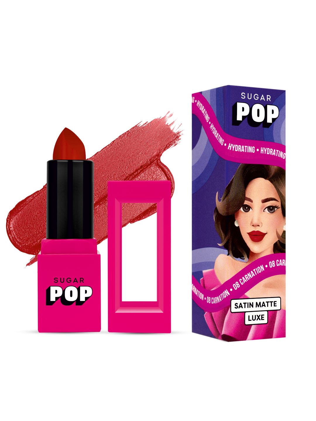 SUGAR POP Luxe Satin Matte Bullet Lipstick - 3g - Carnation 08