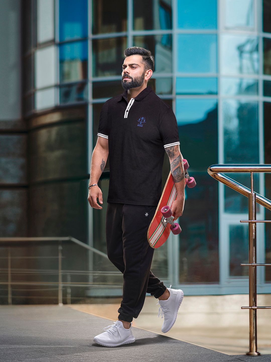 WROGN Brand Logo Printed Polo Collar Slim Fit T-shirt